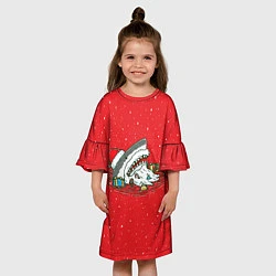 Платье клеш для девочки Акула Дед Мороз, цвет: 3D-принт — фото 2