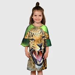 Платье клеш для девочки Свирепый леопард, цвет: 3D-принт — фото 2