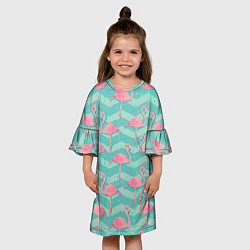Платье клеш для девочки Flamingo Pattern, цвет: 3D-принт — фото 2