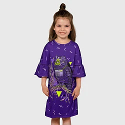 Платье клеш для девочки Сова хипстер, цвет: 3D-принт — фото 2