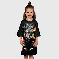 Платье клеш для девочки Disturbed: Flame Throne, цвет: 3D-принт — фото 2