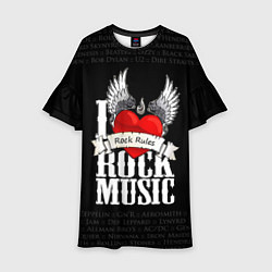 Платье клеш для девочки I Love Rock Music, цвет: 3D-принт