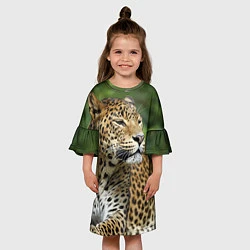 Платье клеш для девочки Лик леопарда, цвет: 3D-принт — фото 2