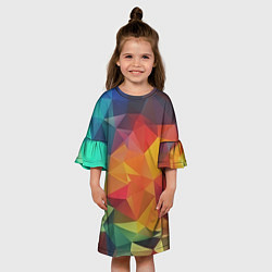 Платье клеш для девочки Цветные полигоны, цвет: 3D-принт — фото 2