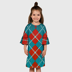 Платье клеш для девочки Knitting pattern, цвет: 3D-принт — фото 2