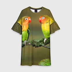 Платье клеш для девочки Два попугая, цвет: 3D-принт