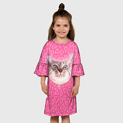 Платье клеш для девочки Нежная кошечка, цвет: 3D-принт — фото 2