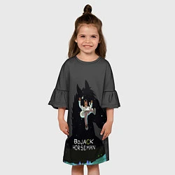 Платье клеш для девочки Bojack Horseman, цвет: 3D-принт — фото 2