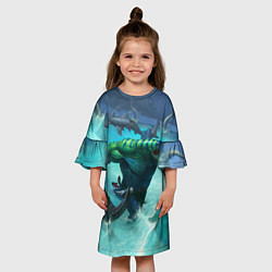 Платье клеш для девочки Tidehunter: Water Rage, цвет: 3D-принт — фото 2