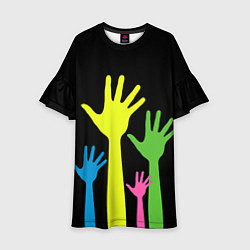 Платье клеш для девочки Руки вверх!, цвет: 3D-принт