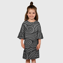 Платье клеш для девочки Gray pattern, цвет: 3D-принт — фото 2