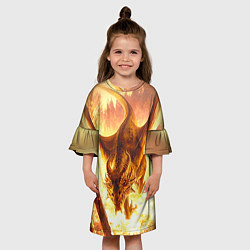 Платье клеш для девочки Дракон, цвет: 3D-принт — фото 2