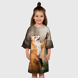 Платье клеш для девочки Лиса с лапкой, цвет: 3D-принт — фото 2