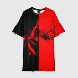 Платье клеш для девочки Lil Wayne: Black & Red, цвет: 3D-принт