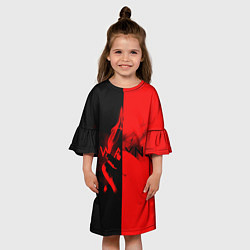 Платье клеш для девочки Lil Wayne: Black & Red, цвет: 3D-принт — фото 2
