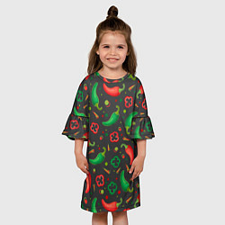 Платье клеш для девочки Перчики, цвет: 3D-принт — фото 2