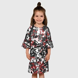 Платье клеш для девочки Камуфляж: серый/красный, цвет: 3D-принт — фото 2