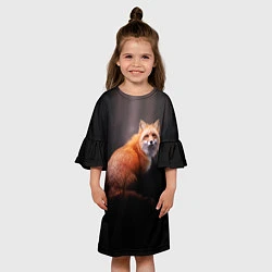 Платье клеш для девочки Лис в сумраке, цвет: 3D-принт — фото 2