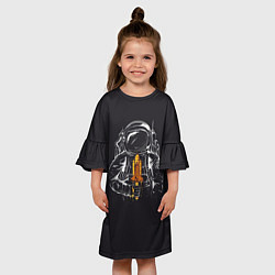 Платье клеш для девочки Космонавтики, цвет: 3D-принт — фото 2