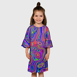 Платье клеш для девочки Цветная текстура 5, цвет: 3D-принт — фото 2