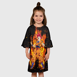 Платье клеш для девочки Fire Goku, цвет: 3D-принт — фото 2