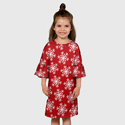 Платье клеш для девочки Новогодние Снежинки, цвет: 3D-принт — фото 2