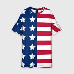 Платье клеш для девочки USA Flag, цвет: 3D-принт