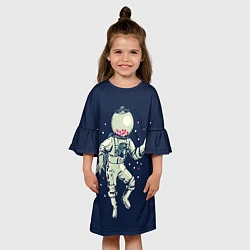 Платье клеш для девочки Космонавт и конфеты, цвет: 3D-принт — фото 2