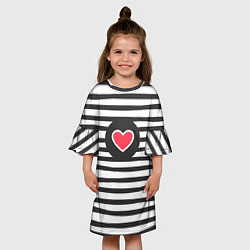 Платье клеш для девочки Сердце в полоску, цвет: 3D-принт — фото 2