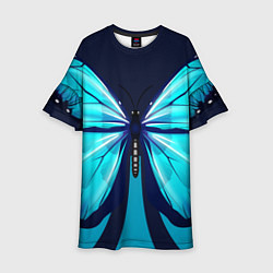 Платье клеш для девочки Голубая бабочка, цвет: 3D-принт