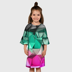Платье клеш для девочки Неоновые грани, цвет: 3D-принт — фото 2