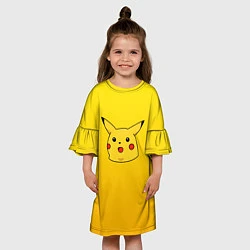 Платье клеш для девочки Удивленный Пикачу, цвет: 3D-принт — фото 2