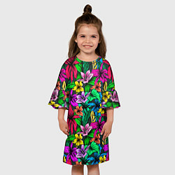 Платье клеш для девочки Яркий гибискус, цвет: 3D-принт — фото 2