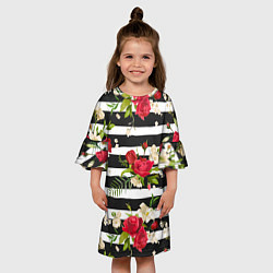 Платье клеш для девочки Розы и орхидеи, цвет: 3D-принт — фото 2
