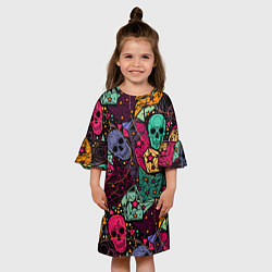 Платье клеш для девочки Маскарад черепов, цвет: 3D-принт — фото 2