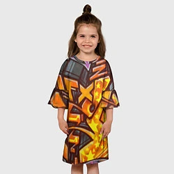 Платье клеш для девочки Orange Graffiti, цвет: 3D-принт — фото 2