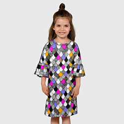 Платье клеш для девочки Цветная чешуя, цвет: 3D-принт — фото 2