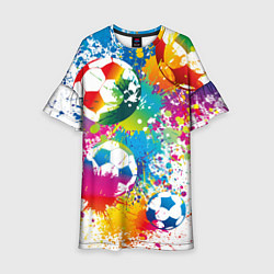 Детское платье Футбольные мячи - красочные брызги