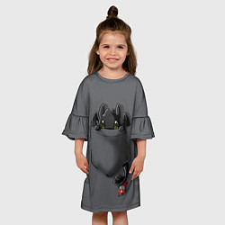 Платье клеш для девочки Фурия в кармане цвета 3D-принт — фото 2