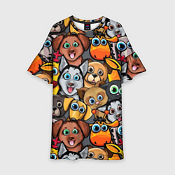 Платье клеш для девочки Веселые собаки, цвет: 3D-принт
