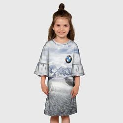 Платье клеш для девочки BMW - снежная вершина, цвет: 3D-принт — фото 2