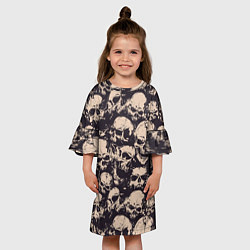 Платье клеш для девочки Черепа - паттерн, цвет: 3D-принт — фото 2