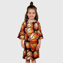 Платье клеш для девочки Баскетбольные яркие мячи, цвет: 3D-принт — фото 2