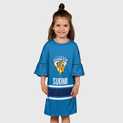 Платье клеш для девочки Сборная Финляндии, цвет: 3D-принт — фото 2