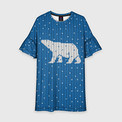 Платье клеш для девочки Свитер с медведем, цвет: 3D-принт