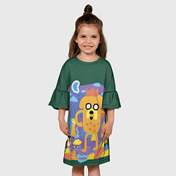 Платье клеш для девочки Время приключений Jake, цвет: 3D-принт — фото 2