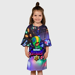 Платье клеш для девочки BRAWL STARS НОВОГОДНИЙ, цвет: 3D-принт — фото 2