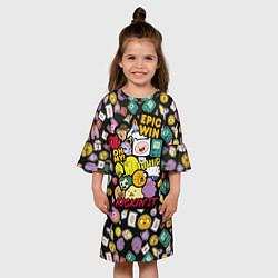 Платье клеш для девочки Adventure Time stickers, цвет: 3D-принт — фото 2
