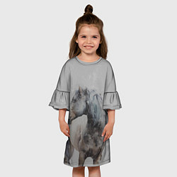 Платье клеш для девочки Лошадь, цвет: 3D-принт — фото 2
