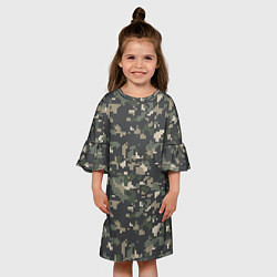 Платье клеш для девочки Пиксельный камуфляж, цвет: 3D-принт — фото 2